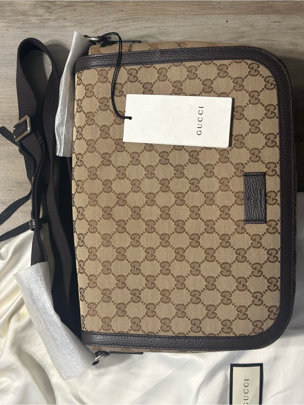 Gucci Tan/Brown GG Canvas Messenger Bag